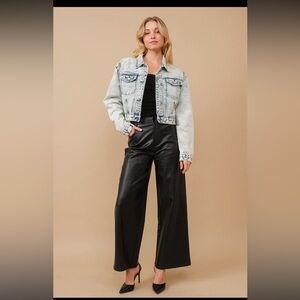 604. Light wash beaded denim jacket